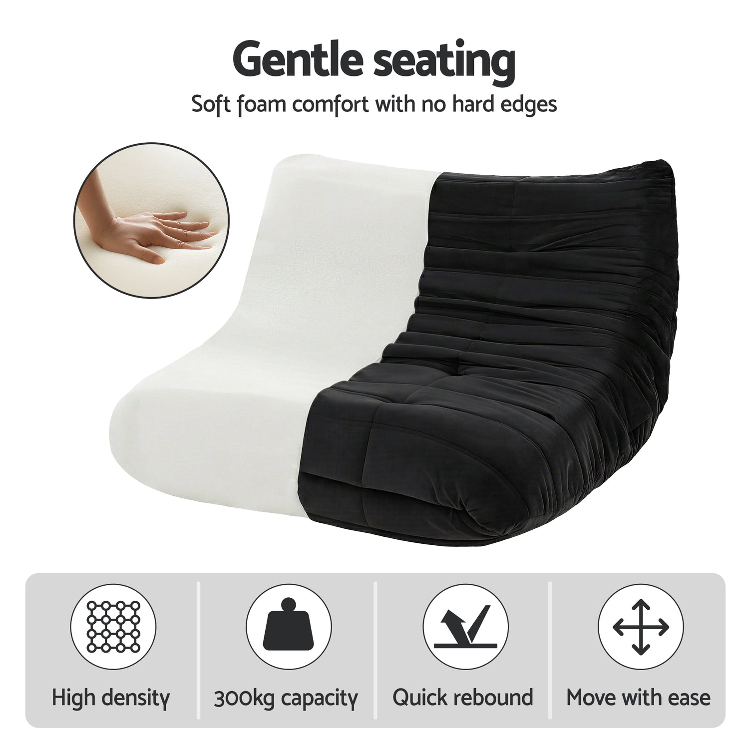 Artiss Lazy Sofa 2 Seaters Accent Caterpillar Chair Floor Couch Armless Lounge-Furniture > Sofas > Sofas &amp; Sofa Beds-PEROZ Accessories