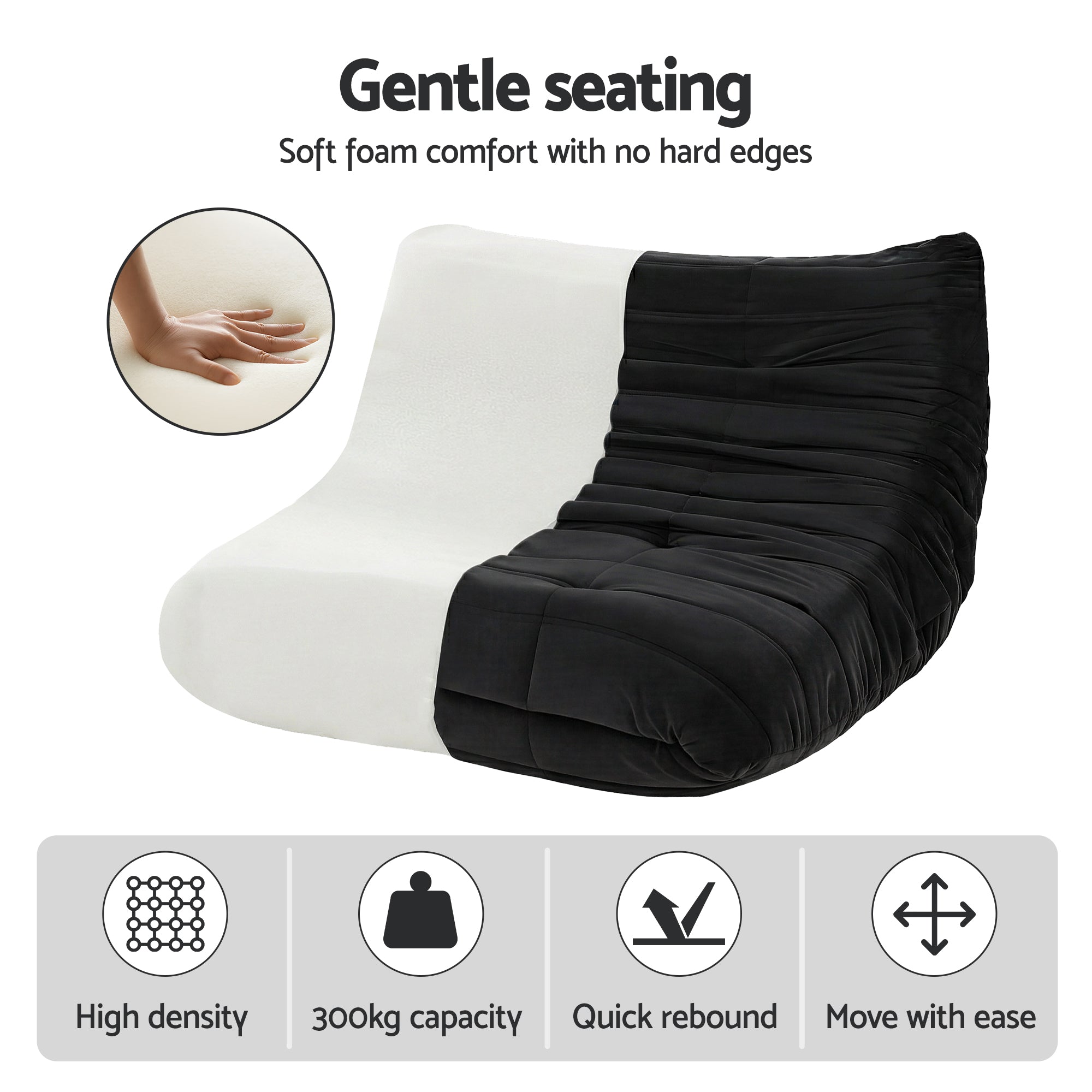 Artiss Lazy Sofa 2 Seaters Accent Caterpillar Chair Floor Couch Armless Lounge-Furniture > Sofas > Sofas &amp; Sofa Beds-PEROZ Accessories