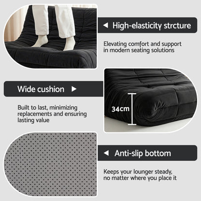 Artiss Lazy Sofa 2 Seaters Accent Caterpillar Chair Floor Couch Armless Lounge-Furniture > Sofas > Sofas &amp; Sofa Beds-PEROZ Accessories