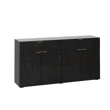 Oikiture Sideboard High Gloss 4 Doors 2 Drawers Black-Sideboards-PEROZ Accessories