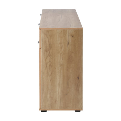 Oikiture Sideboard High Gloss 4 Doors 2 Drawers Natural-Sideboards-PEROZ Accessories