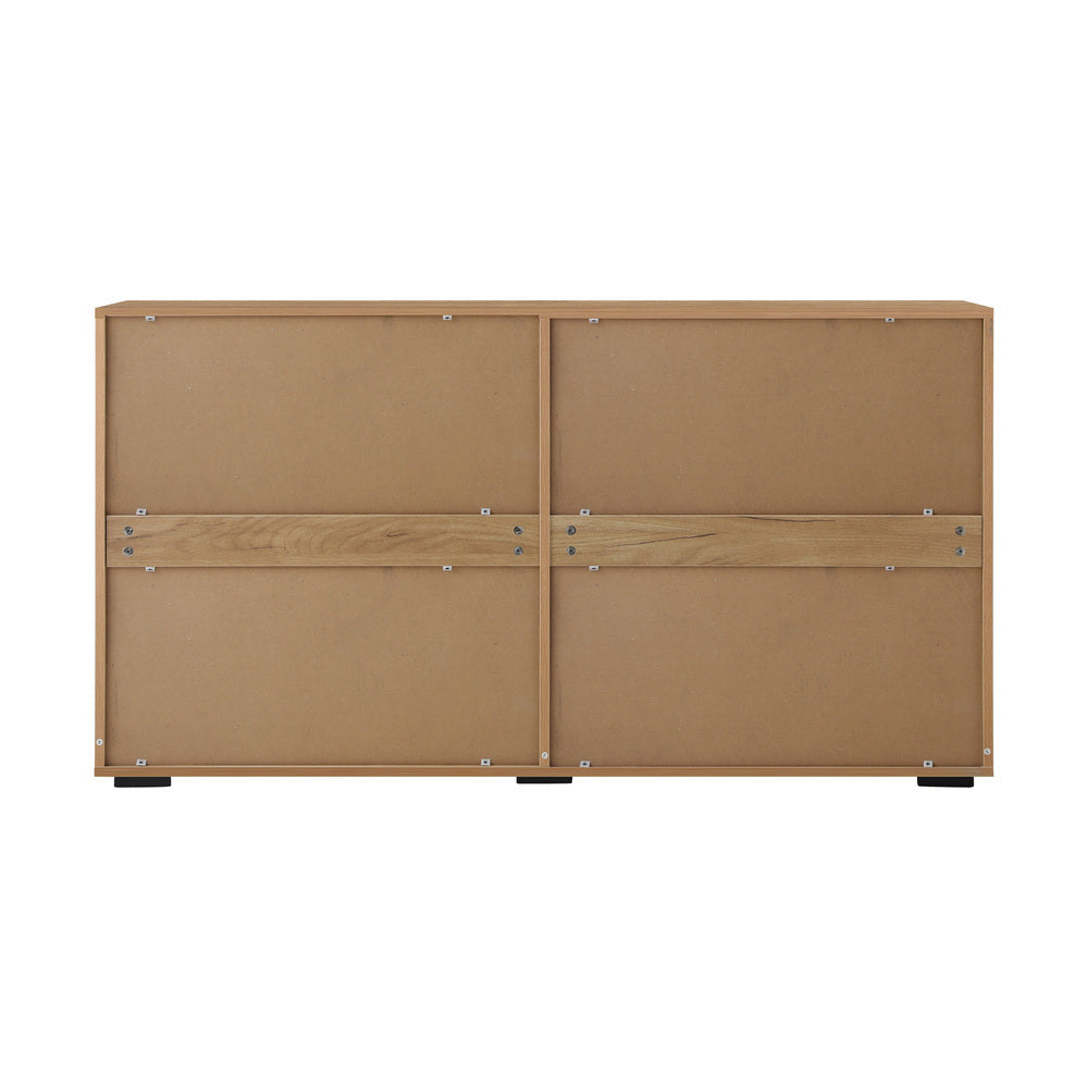 Oikiture Sideboard High Gloss 4 Doors 2 Drawers Natural-Sideboards-PEROZ Accessories