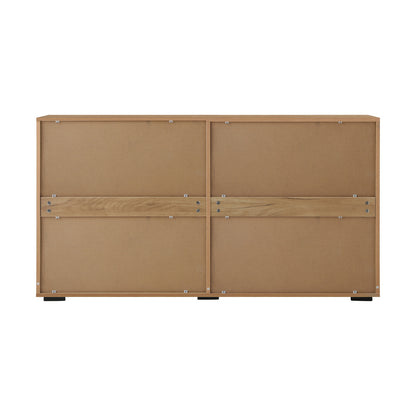 Oikiture Sideboard High Gloss 4 Doors 2 Drawers Natural-Sideboards-PEROZ Accessories