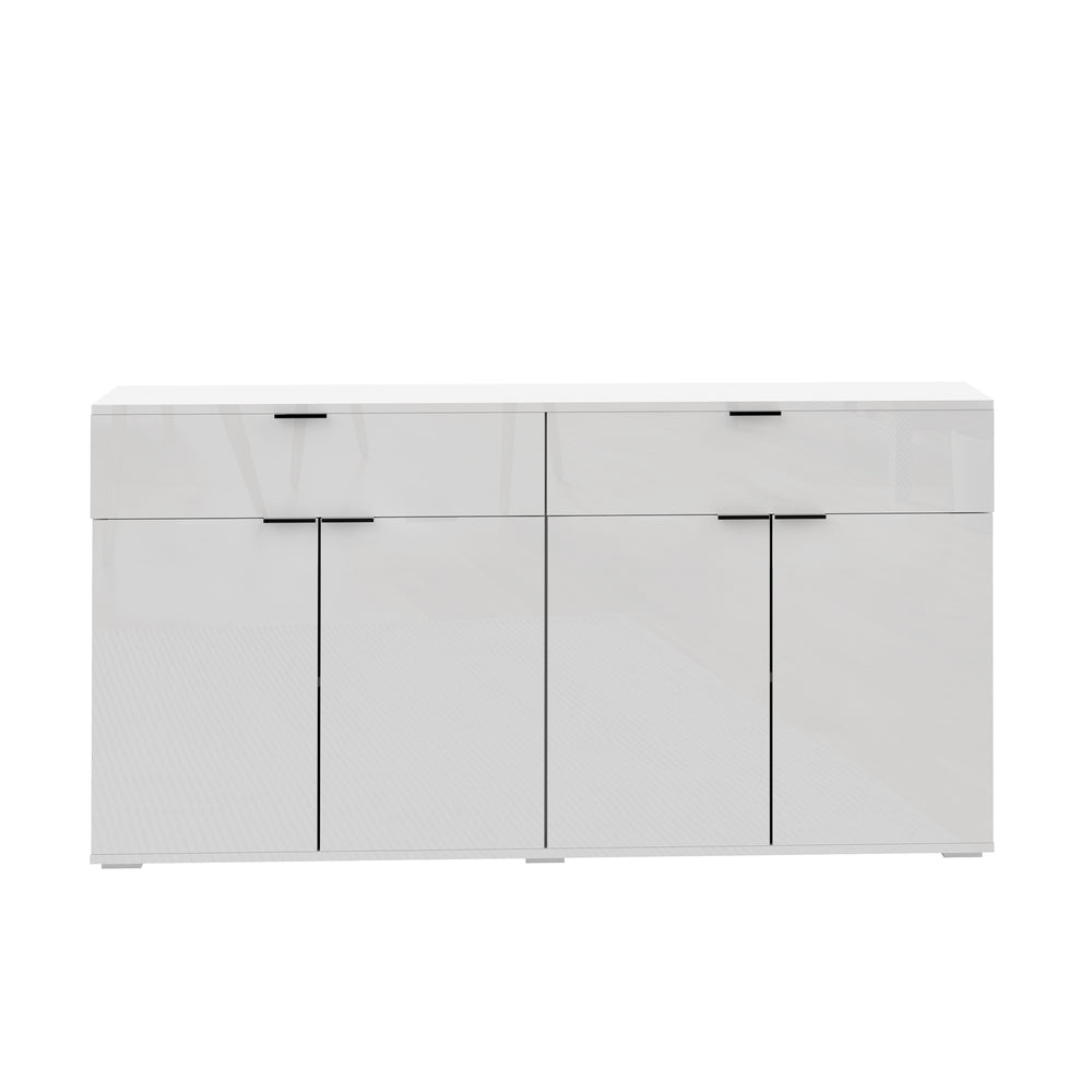 Oikiture Sideboard High Gloss 4 Doors 2 Drawers White-Sideboards-PEROZ Accessories
