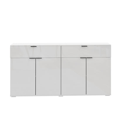 Oikiture Sideboard High Gloss 4 Doors 2 Drawers White-Sideboards-PEROZ Accessories