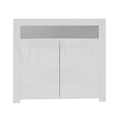 Oikiture Buffet Sideboard LED RGB High Gloss 2 Doors White-Sideboards-PEROZ Accessories