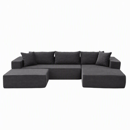 Artiss Modular Sectional Sofa Bed U-Shape 4-Seater Couch Chaise Ottoman Corduroy-Furniture > Sofas > Sofas &amp; Sofa Beds-PEROZ Accessories