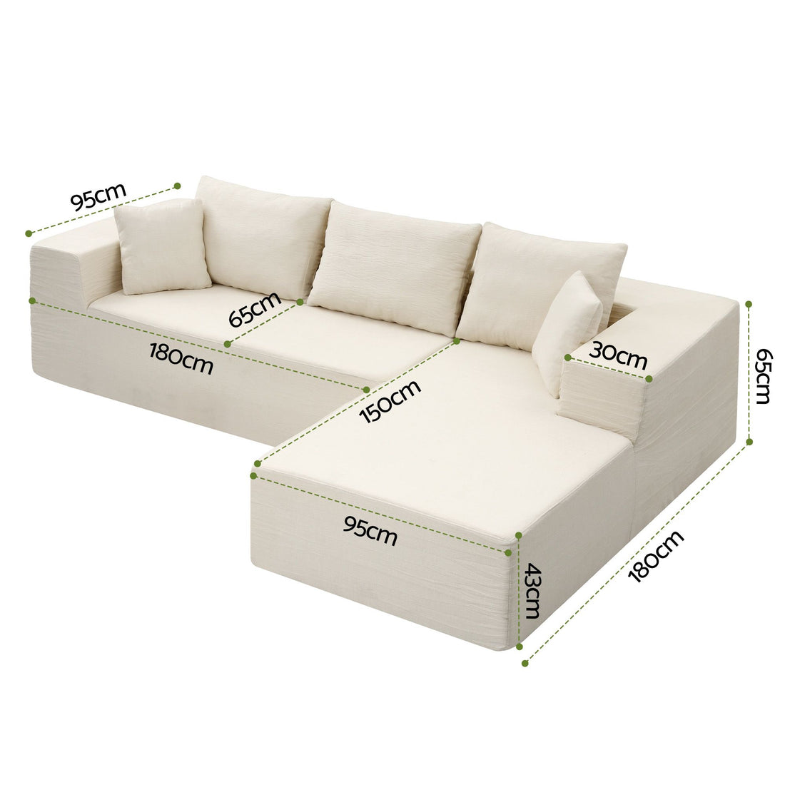 Artiss Modular Sectional Sofa 4-Seater L-Shaped Boneless Sofa Bed Chaise Lounge-Furniture > Sofas > Sofas &amp; Sofa Beds-PEROZ Accessories
