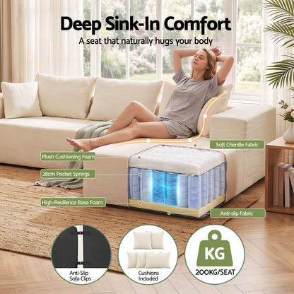 Artiss Modular Sectional Sofa 4-Seater L-Shaped Boneless Sofa Bed Chaise Lounge-Furniture > Sofas > Sofas &amp; Sofa Beds-PEROZ Accessories