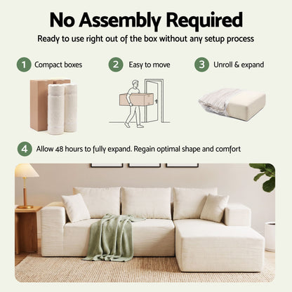 Artiss Modular Sectional Sofa 4-Seater L-Shaped Boneless Sofa Bed Chaise Lounge-Furniture > Sofas > Sofas &amp; Sofa Beds-PEROZ Accessories