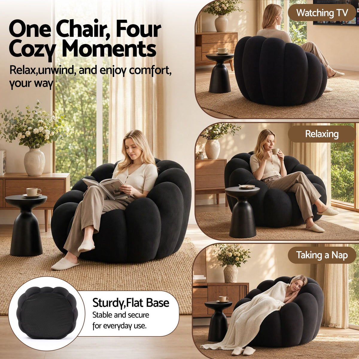Artiss Bubble Floor Sofa Lazy Couch Single Lounge Chair Reading Accent Chairs-Furniture > Sofas > Sofas &amp; Sofa Beds-PEROZ Accessories