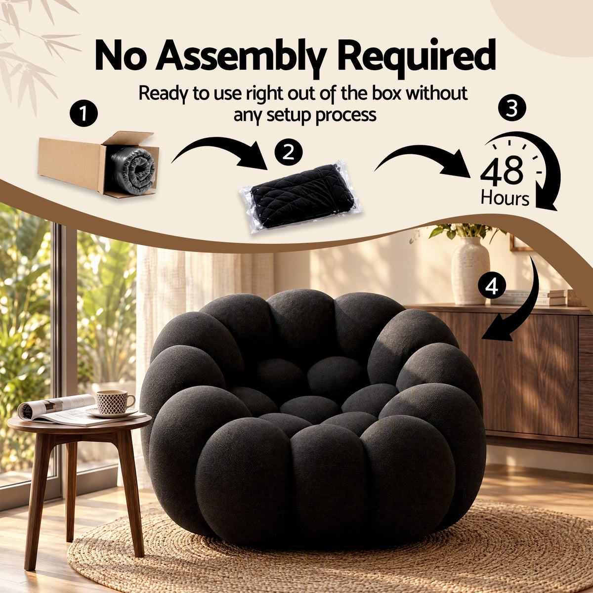 Artiss Bubble Floor Sofa Lazy Couch Single Lounge Chair Reading Accent Chairs-Furniture > Sofas > Sofas &amp; Sofa Beds-PEROZ Accessories