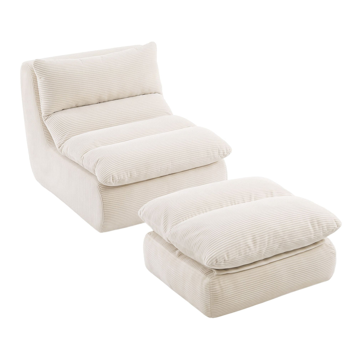 Artiss Lounge Chair Ottoman Single Sofa Couch Boneless Corduroy Chaise Footrest-Furniture > Sofas > Sofas &amp; Sofa Beds-PEROZ Accessories
