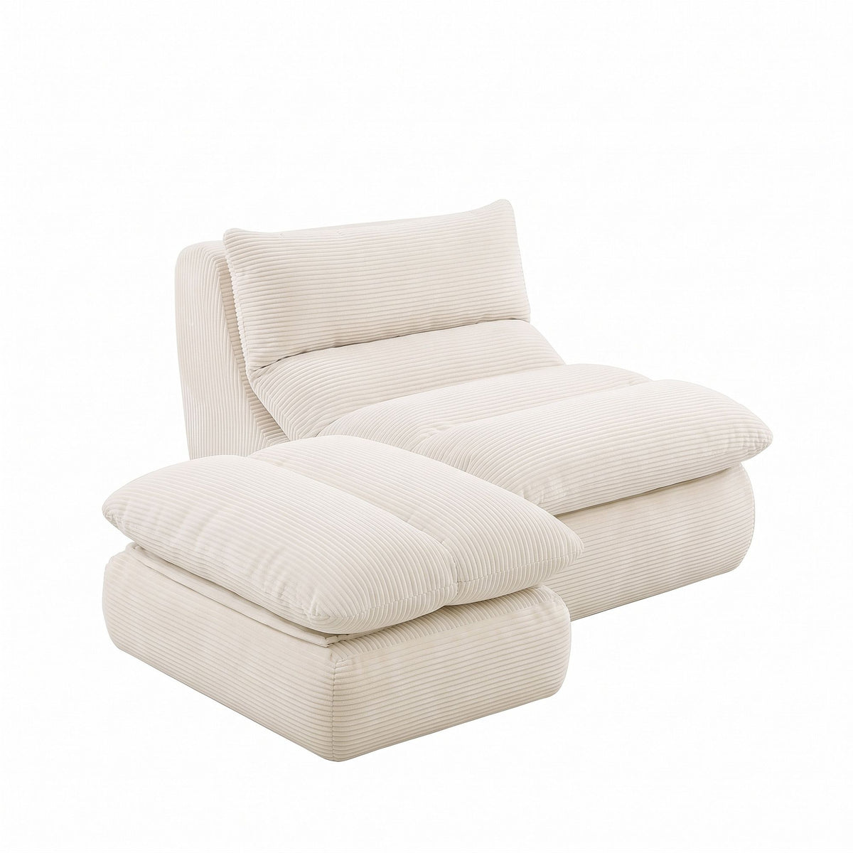 Artiss Lounge Chair Ottoman Single Sofa Couch Boneless Corduroy Chaise Footrest-Furniture > Sofas > Sofas &amp; Sofa Beds-PEROZ Accessories