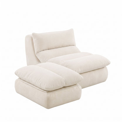 Artiss Lounge Chair Ottoman Single Sofa Couch Boneless Corduroy Chaise Footrest-Furniture > Sofas > Sofas &amp; Sofa Beds-PEROZ Accessories