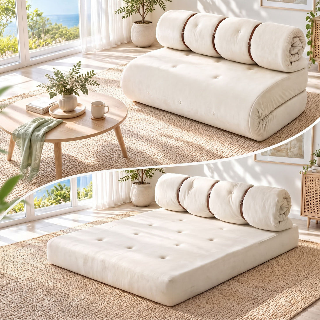 Artiss Convertible Sofa Bed Roll-Up Sleeper Chair Fold Out Couch Floor Lounge-Furniture > Sofas > Sofas &amp; Sofa Beds-PEROZ Accessories