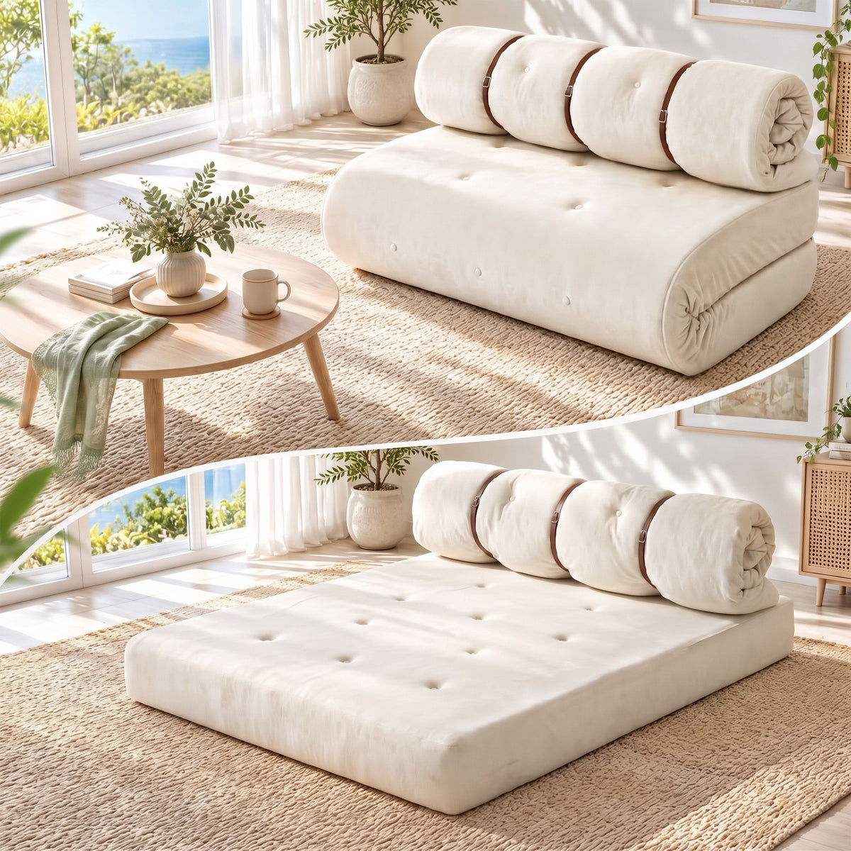 Artiss Convertible Sofa Bed Roll-Up Sleeper Chair Fold Out Couch Floor Lounge-Furniture > Sofas > Sofas &amp; Sofa Beds-PEROZ Accessories