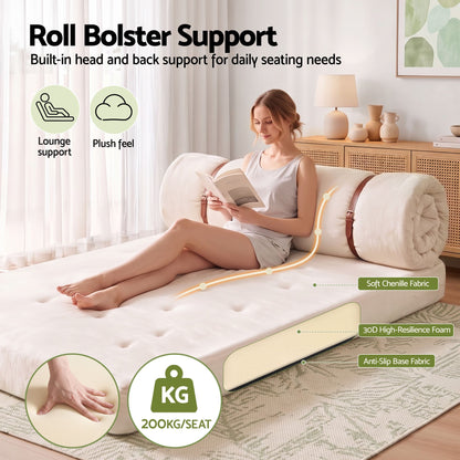 Artiss Convertible Sofa Bed Roll-Up Sleeper Chair Fold Out Couch Floor Lounge-Furniture > Sofas > Sofas &amp; Sofa Beds-PEROZ Accessories
