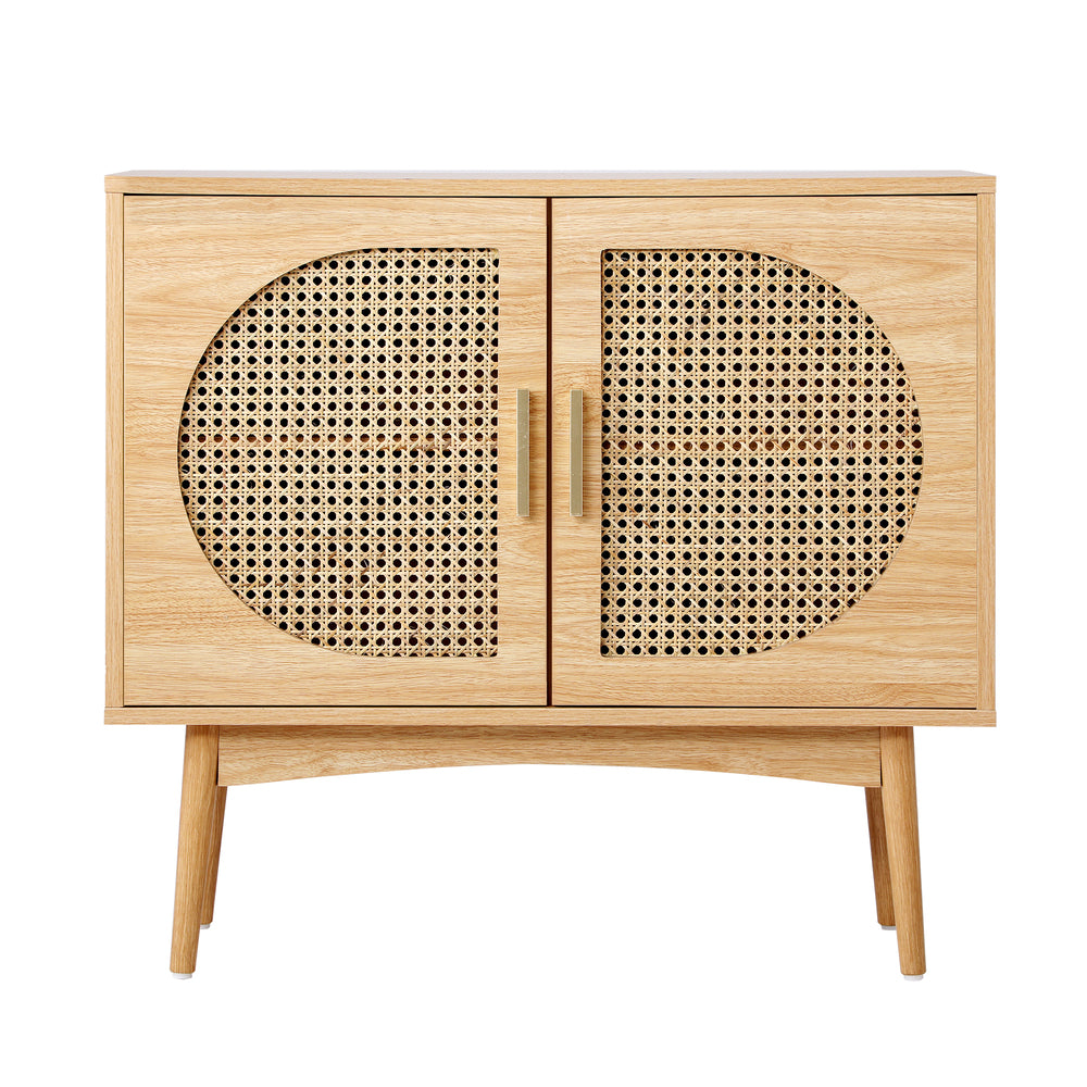 Oikiture Sideboard Cabinet Buffet Rattan Furniture Cupboard Hallway Shelf Wood-Sideboards-PEROZ Accessories