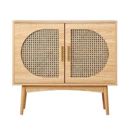 Oikiture Sideboard Cabinet Buffet Rattan Furniture Cupboard Hallway Shelf Wood-Sideboards-PEROZ Accessories