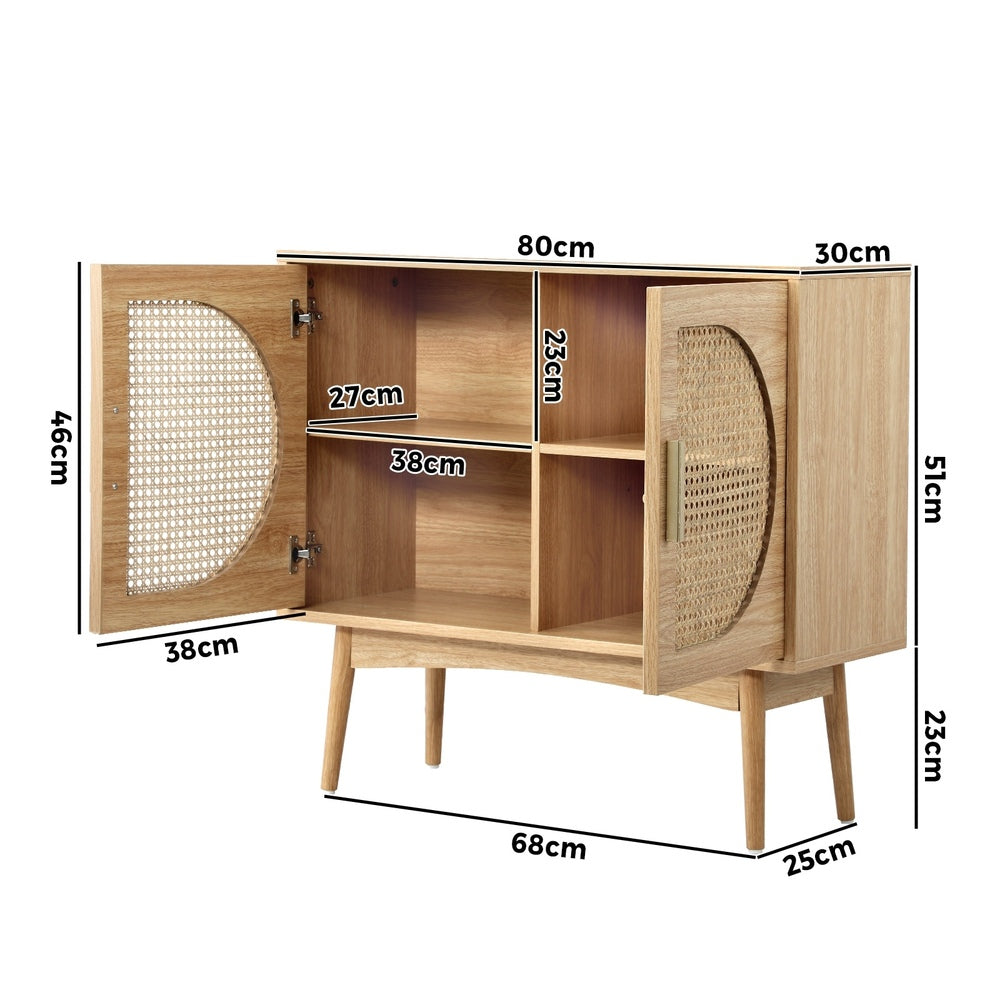 Oikiture Sideboard Cabinet Buffet Rattan Furniture Cupboard Hallway Shelf Wood-Sideboards-PEROZ Accessories