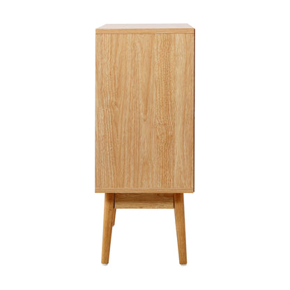Oikiture Sideboard Cabinet Buffet Rattan Furniture Cupboard Hallway Shelf Wood-Sideboards-PEROZ Accessories