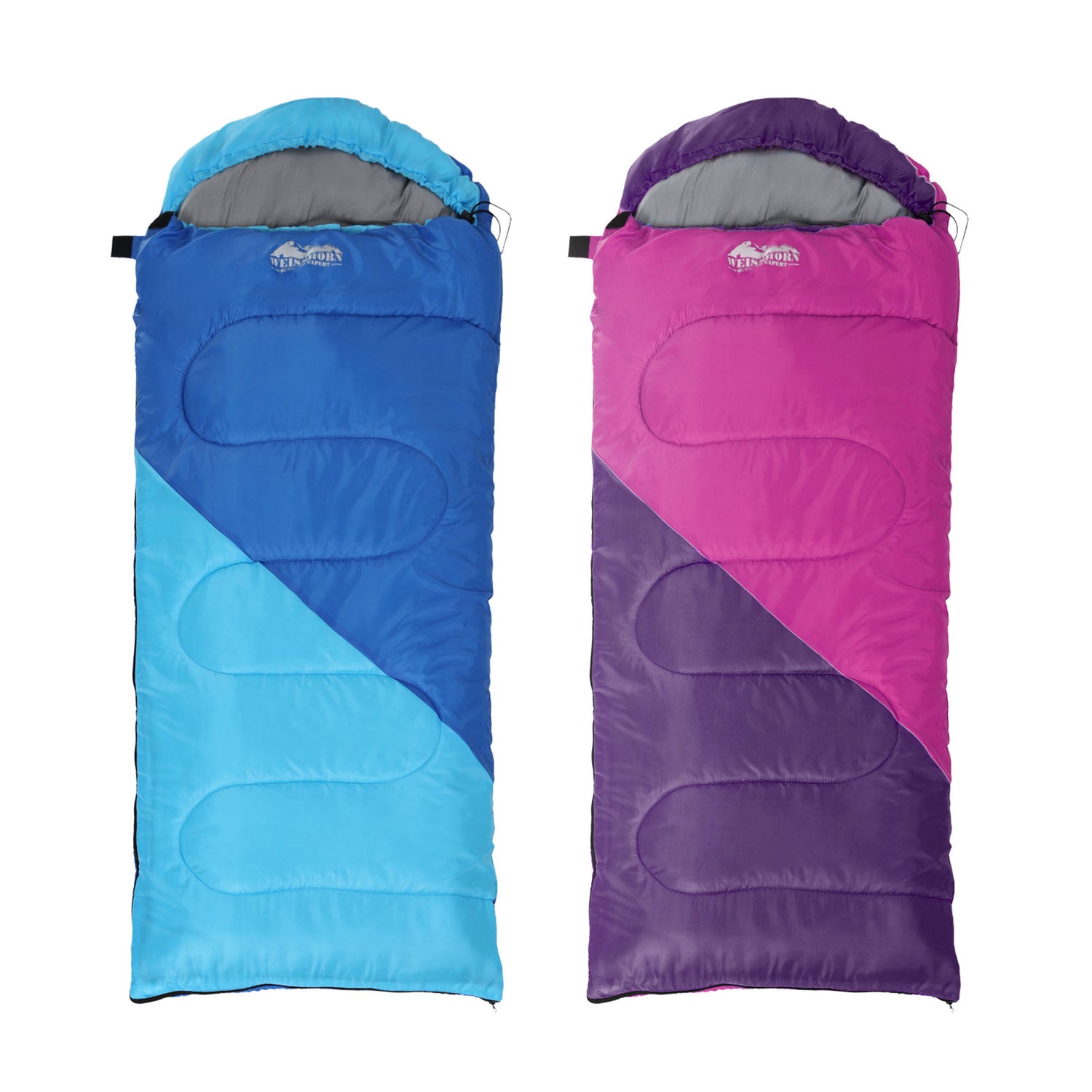 Weisshorn Sleeping Bag Set of 2 Kids Single 172cm Thermal Camping Hiking-Outdoor Recreation > Camping > Sleeping Bags-PEROZ Accessories