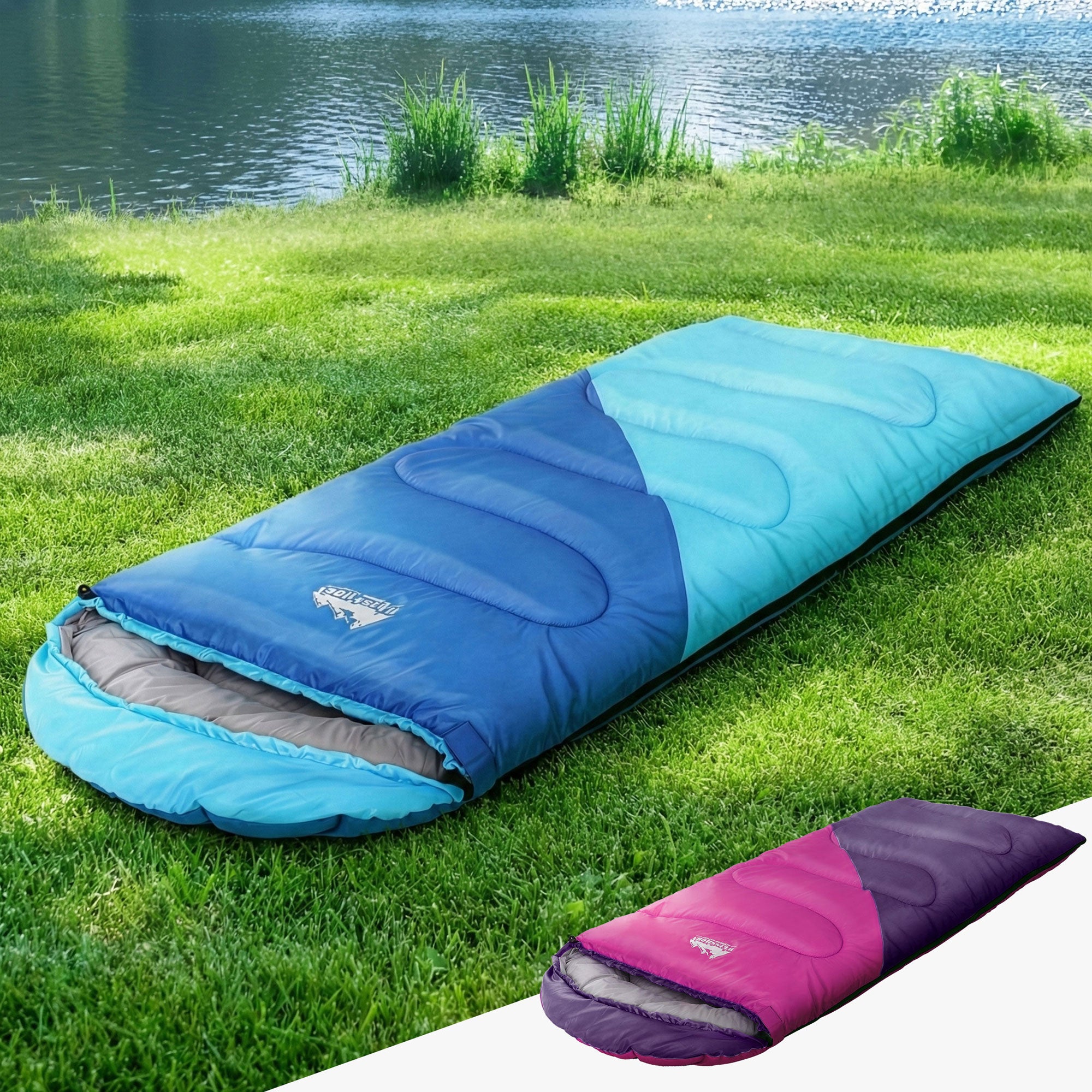 Weisshorn Sleeping Bag Set of 2 Kids Single 172cm Thermal Camping Hiking-Outdoor Recreation > Camping > Sleeping Bags-PEROZ Accessories