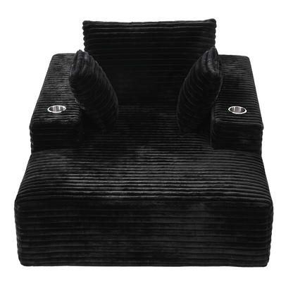 Artiss Sofa Bed Lounge Chair Sleeper Couch Chaise Single Seater Faux Fur Black