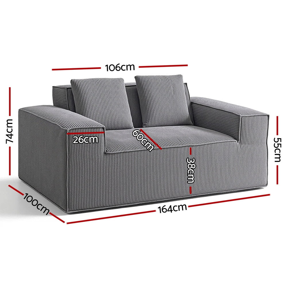 Artiss 2 Seater Sofa Loveseat Sofas Bed Couch No Assembly Corduroy Small Couches Apartement-Furniture &gt; Sofas &gt; Sofas &amp; Sofa Beds-PEROZ Accessories