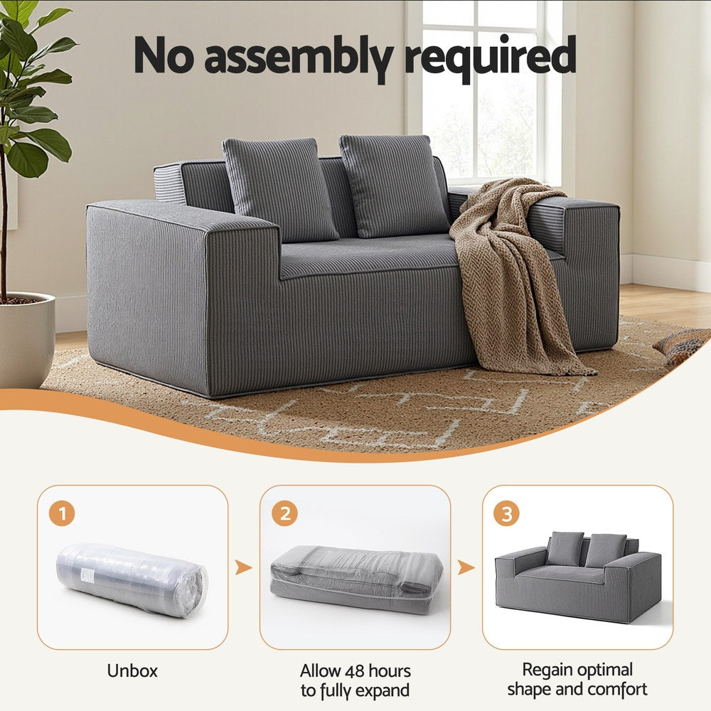 Artiss 2 Seater Sofa Loveseat Sofas Bed Couch No Assembly Corduroy Small Couches Apartement-Furniture &gt; Sofas &gt; Sofas &amp; Sofa Beds-PEROZ Accessories