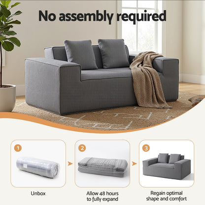 Artiss 2 Seater Sofa Loveseat Sofas Bed Couch No Assembly Corduroy Small Couches Apartement-Furniture &gt; Sofas &gt; Sofas &amp; Sofa Beds-PEROZ Accessories