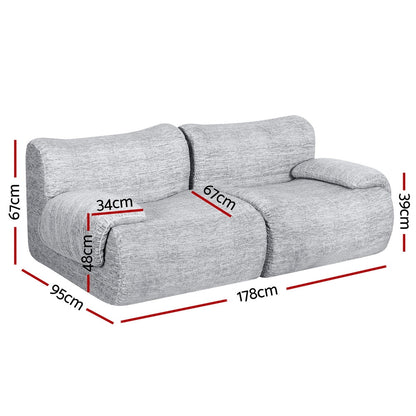 Artiss 2 Seater Sofa Modular Sectional Sofas Couch Bed No Assembly Living Room Grey-Furniture &gt; Sofas &gt; Sofas &amp; Sofa Beds-PEROZ Accessories