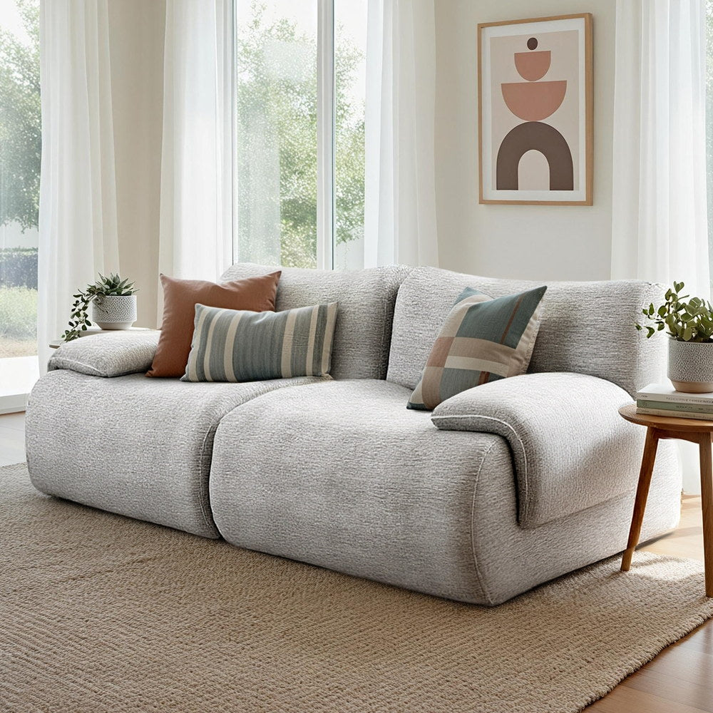 Artiss 2 Seater Sofa Modular Sectional Sofas Couch Bed No Assembly Living Room Grey-Furniture &gt; Sofas &gt; Sofas &amp; Sofa Beds-PEROZ Accessories