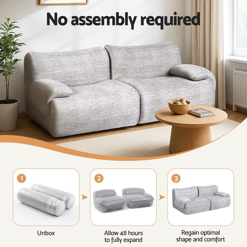 Artiss 2 Seater Sofa Modular Sectional Sofas Couch Bed No Assembly Living Room Grey-Furniture &gt; Sofas &gt; Sofas &amp; Sofa Beds-PEROZ Accessories
