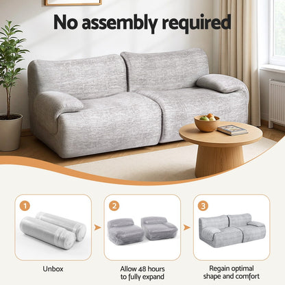 Artiss 2 Seater Sofa Modular Sectional Sofas Couch Bed No Assembly Living Room Grey-Furniture &gt; Sofas &gt; Sofas &amp; Sofa Beds-PEROZ Accessories