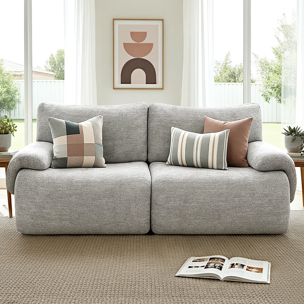 Artiss 2 Seater Sofa Modular Sectional Sofas Couch Bed No Assembly Living Room Grey-Furniture &gt; Sofas &gt; Sofas &amp; Sofa Beds-PEROZ Accessories