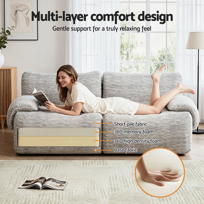 Artiss 2 Seater Sofa Modular Sectional Sofas Couch Bed No Assembly Living Room Grey-Furniture &gt; Sofas &gt; Sofas &amp; Sofa Beds-PEROZ Accessories