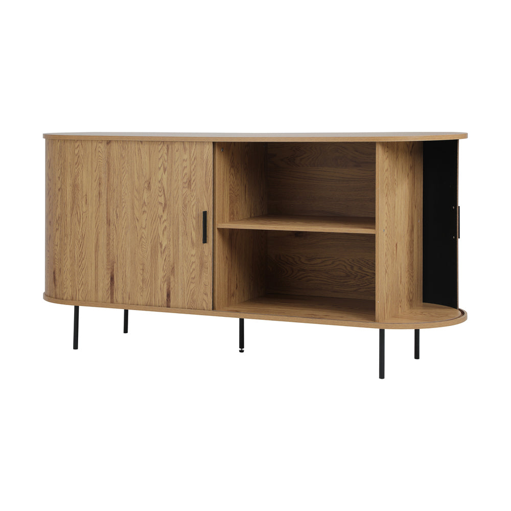 Oikiture Buffet Sideboard Sliding Doors Pantry Cabinet Natural-Sideboard-PEROZ Accessories