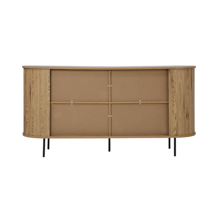 Oikiture Buffet Sideboard Sliding Doors Pantry Cabinet Natural-Sideboard-PEROZ Accessories
