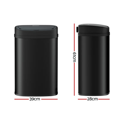 Devanti 50L Sensor Bin Motion Rubbish Automatic Black-Appliances > Kitchen Appliances-PEROZ Accessories
