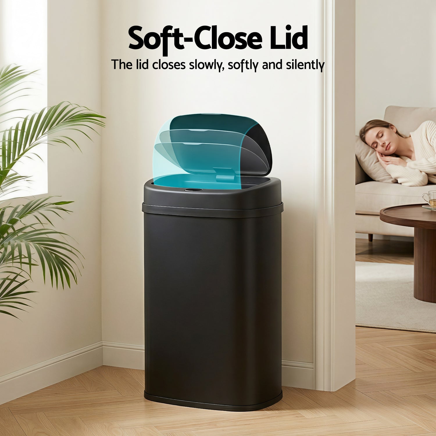Devanti 50L Sensor Bin Motion Rubbish Automatic Black-Appliances > Kitchen Appliances-PEROZ Accessories