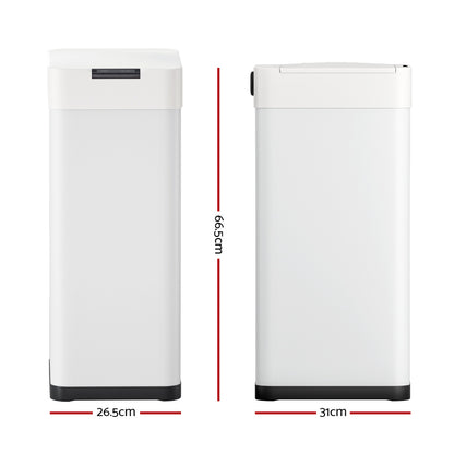 Devanti 50L Sensor Bin Motion Rubbish Bins Kitchen Automatic Trash Can White-Home &amp; Garden &gt; Kitchen Bins &gt; Automatic Bins-PEROZ Accessories