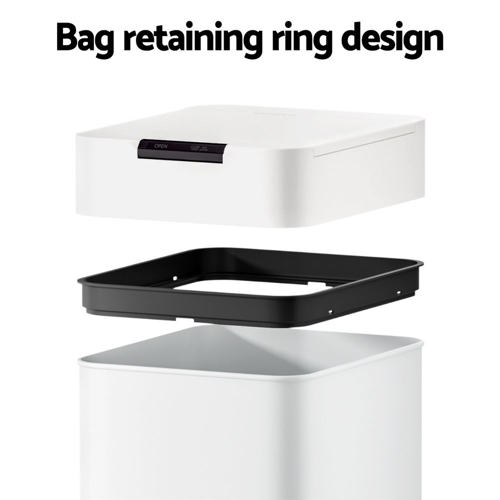 Devanti 50L Sensor Bin Motion Rubbish Bins Kitchen Automatic Trash Can White-Home &amp; Garden &gt; Kitchen Bins &gt; Automatic Bins-PEROZ Accessories