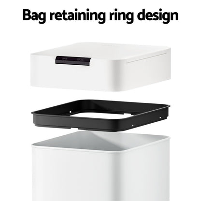 Devanti 50L Sensor Bin Motion Rubbish Bins Kitchen Automatic Trash Can White-Home &amp; Garden &gt; Kitchen Bins &gt; Automatic Bins-PEROZ Accessories
