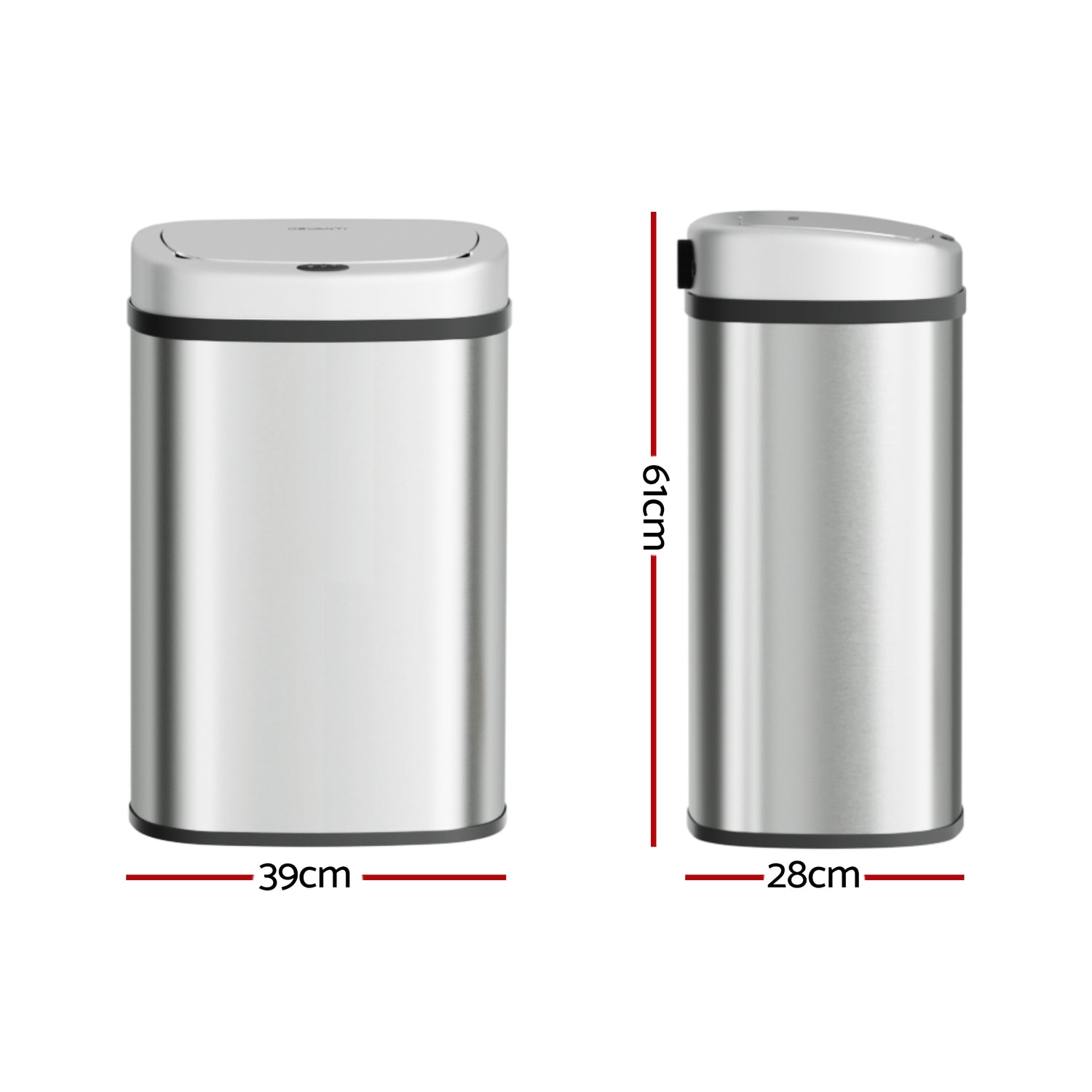 Devanti 50L Sensor Bin Motion Rubbish Automatic Silver-Appliances > Kitchen Appliances-PEROZ Accessories