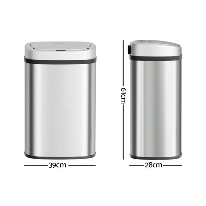 Devanti 50L Sensor Bin Motion Rubbish Automatic Silver-Appliances > Kitchen Appliances-PEROZ Accessories