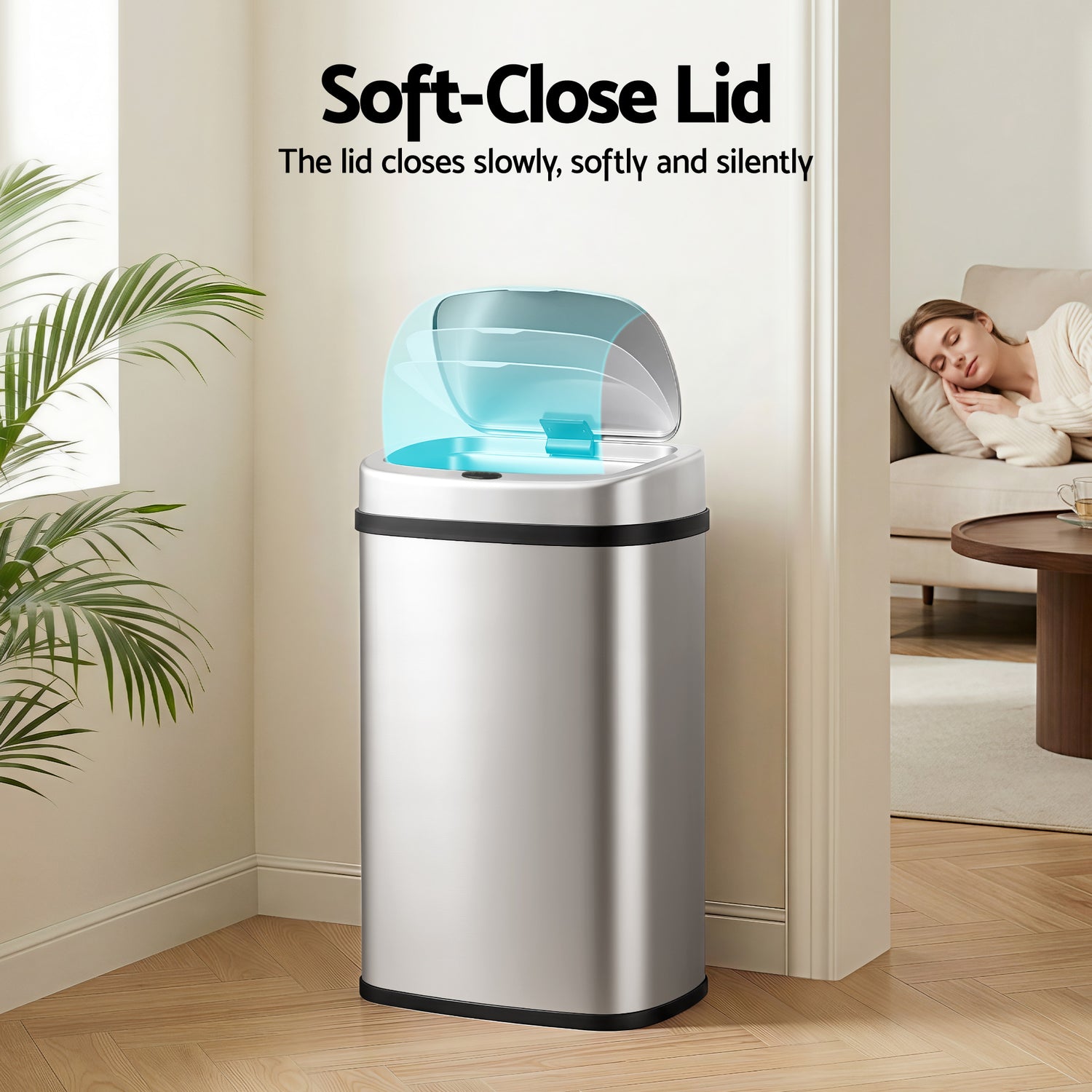 Devanti 50L Sensor Bin Motion Rubbish Automatic Silver-Appliances > Kitchen Appliances-PEROZ Accessories