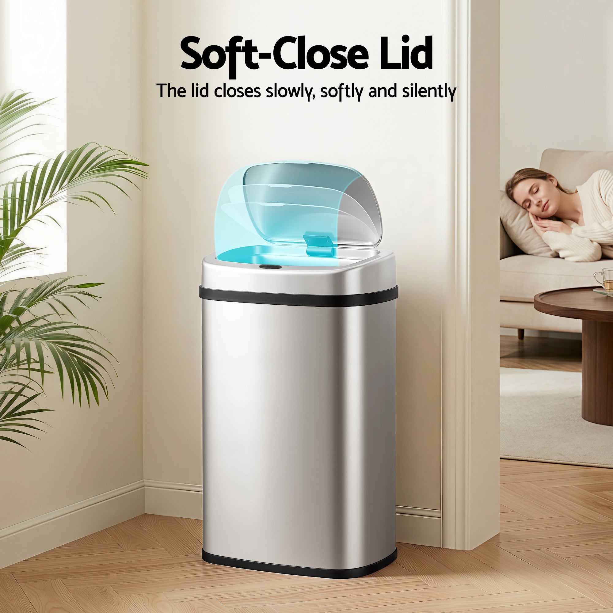 Devanti 50L Sensor Bin Motion Rubbish Automatic Silver-Appliances > Kitchen Appliances-PEROZ Accessories