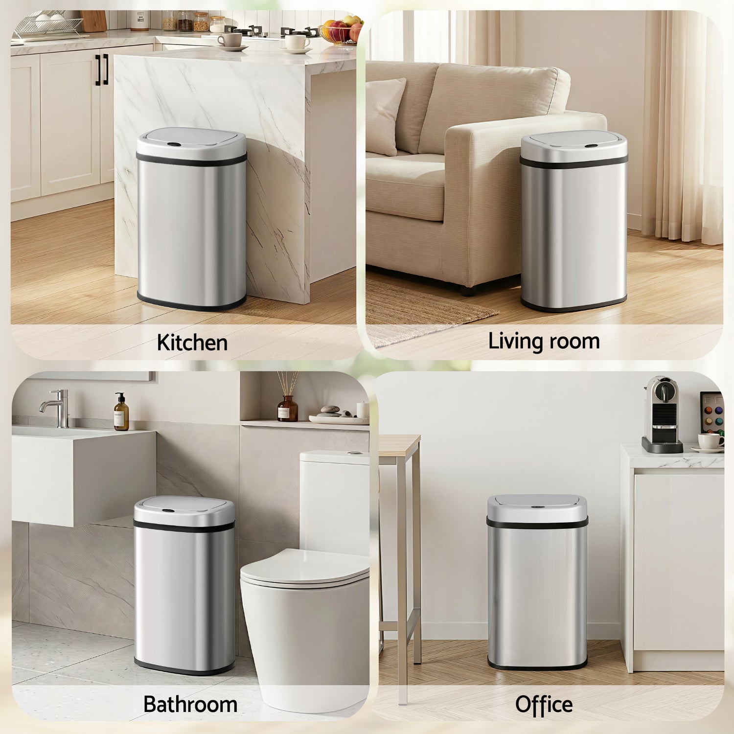 Devanti 50L Sensor Bin Motion Rubbish Automatic Silver-Appliances > Kitchen Appliances-PEROZ Accessories